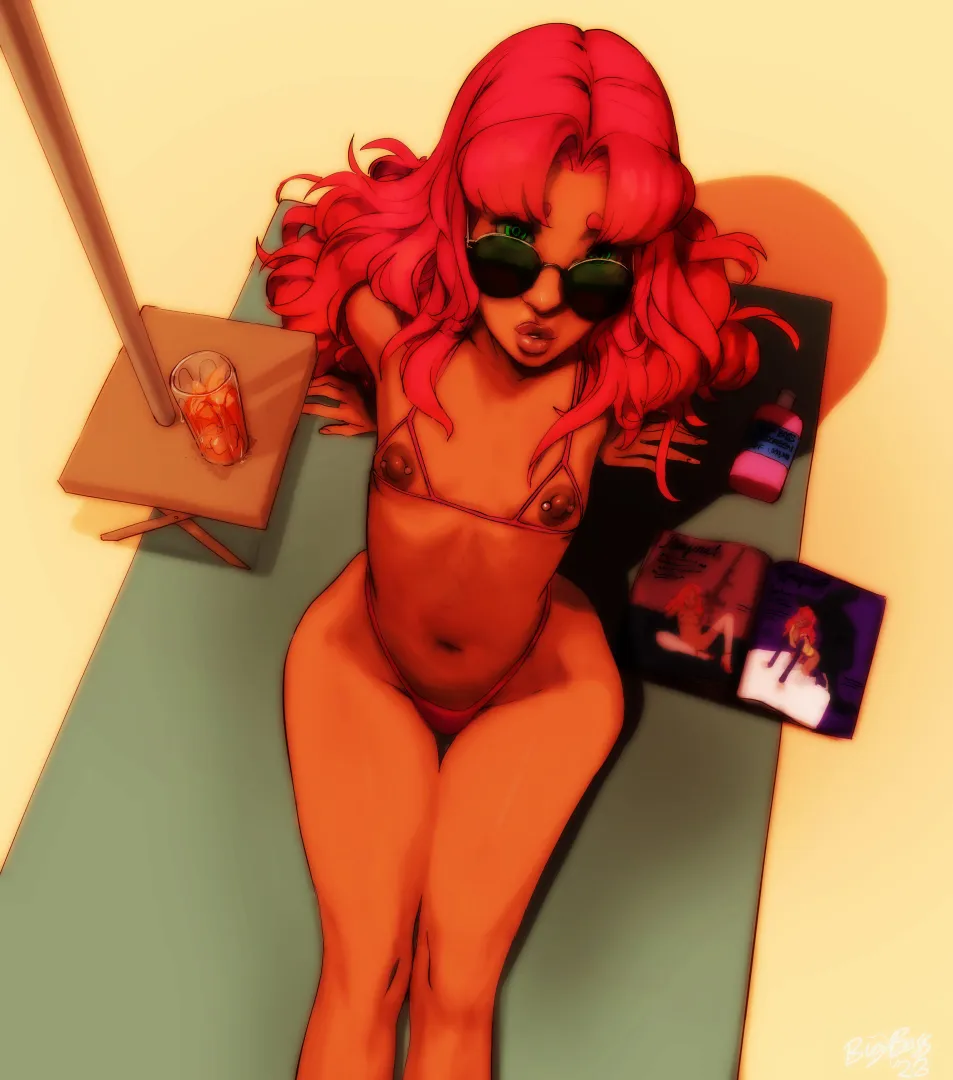 Starfire catching some rays artwork by (BigBossRequiem)