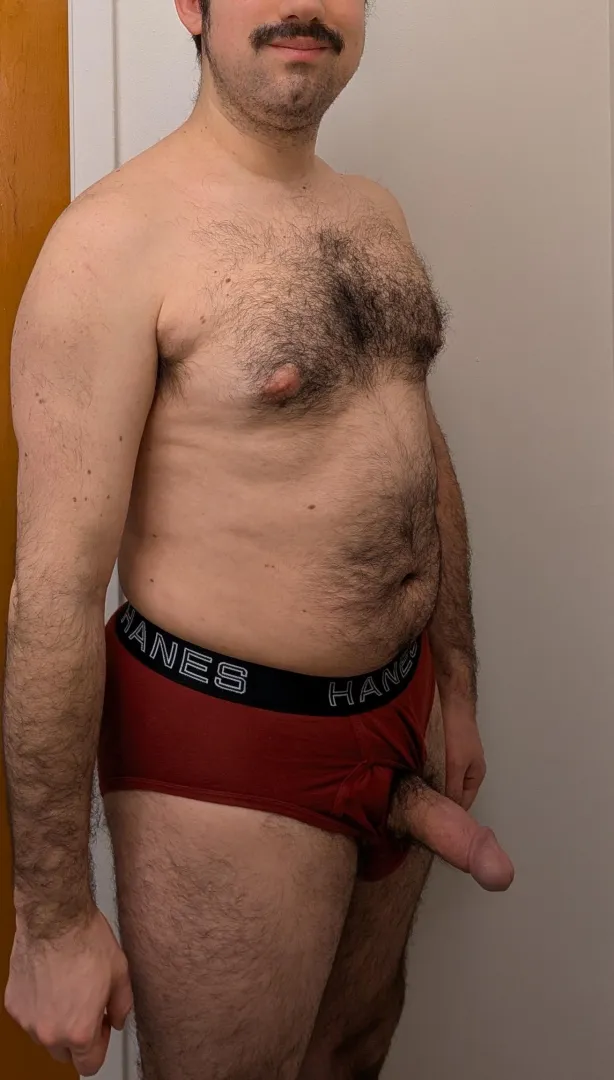 Sticking through the fly of my briefs