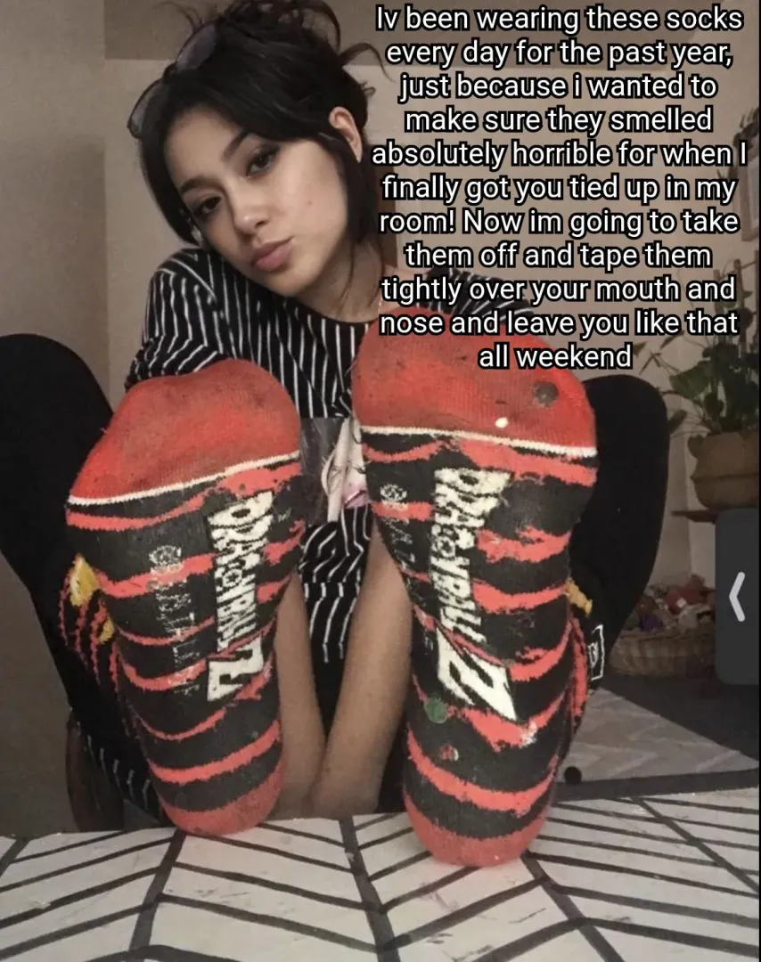 Stinky socks femdom caption [femdom] [dirty socks]