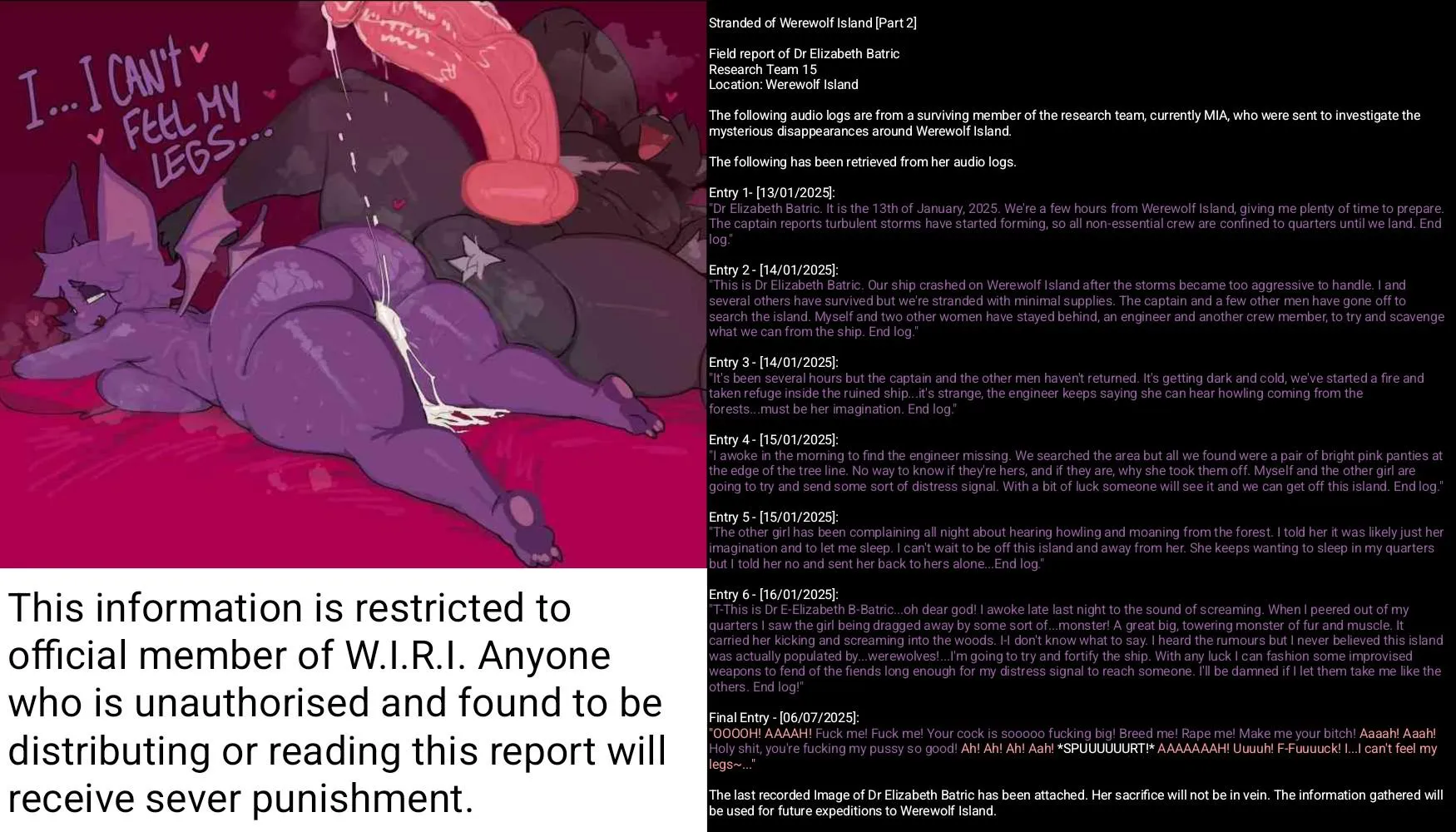 Stranded on Werewolf Island [Part 2][FxM][Corruption][Werewolf][Bat](Artist: Breadcatta)