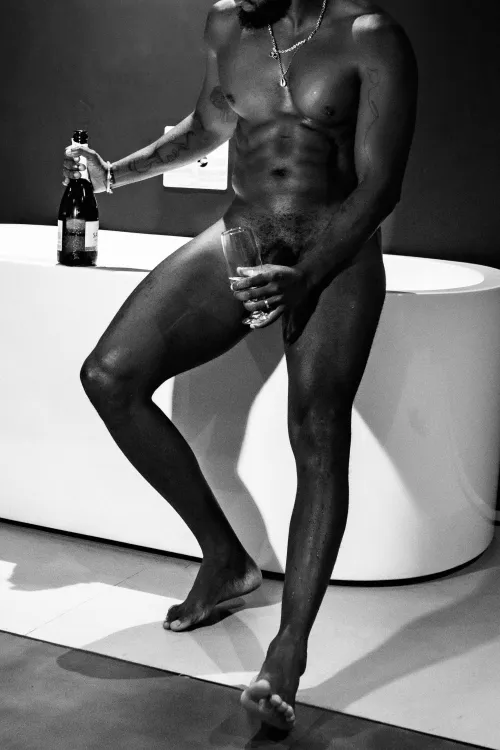 Stressful day of working healing routine: champagne, bath, clothes off, plus.....(you name it)