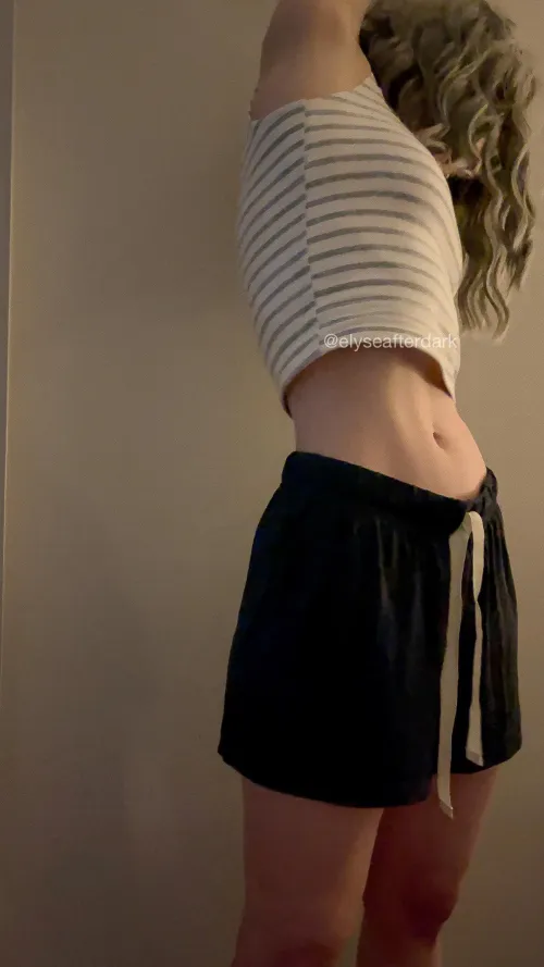Stretching in a crop top