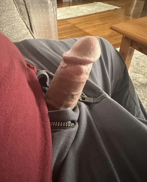 Stroking my cock in my sister in law’s living room