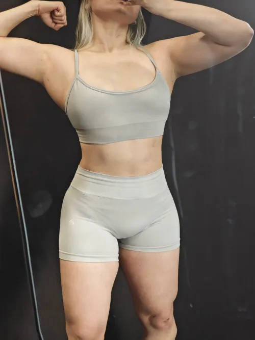 Subtle shot on my thong line from the front. You should see the back 