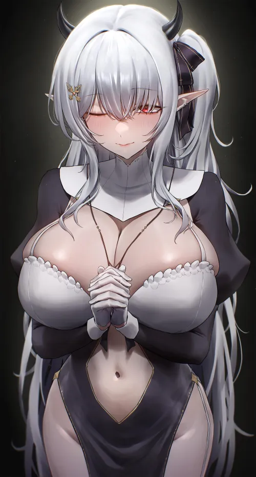succubus nun with side ponytail [original]