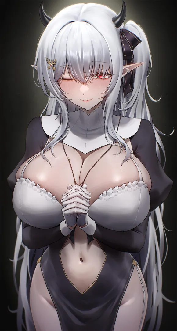 succubus nun with side ponytail [original]