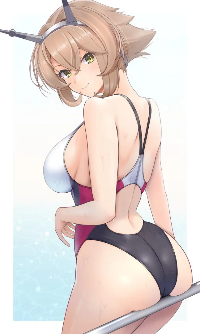 Swimsuit Mutsu Against the Railing [KanColle]