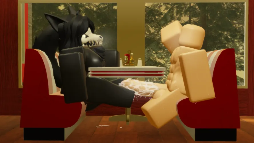 syrupy pawjob at denny's