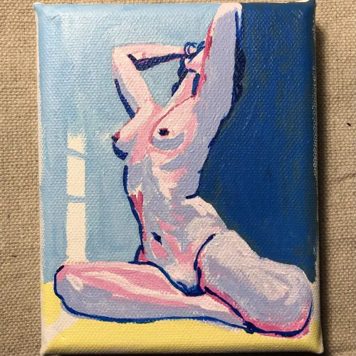 Take Two, acrylic on 4”x5” canvas, by me