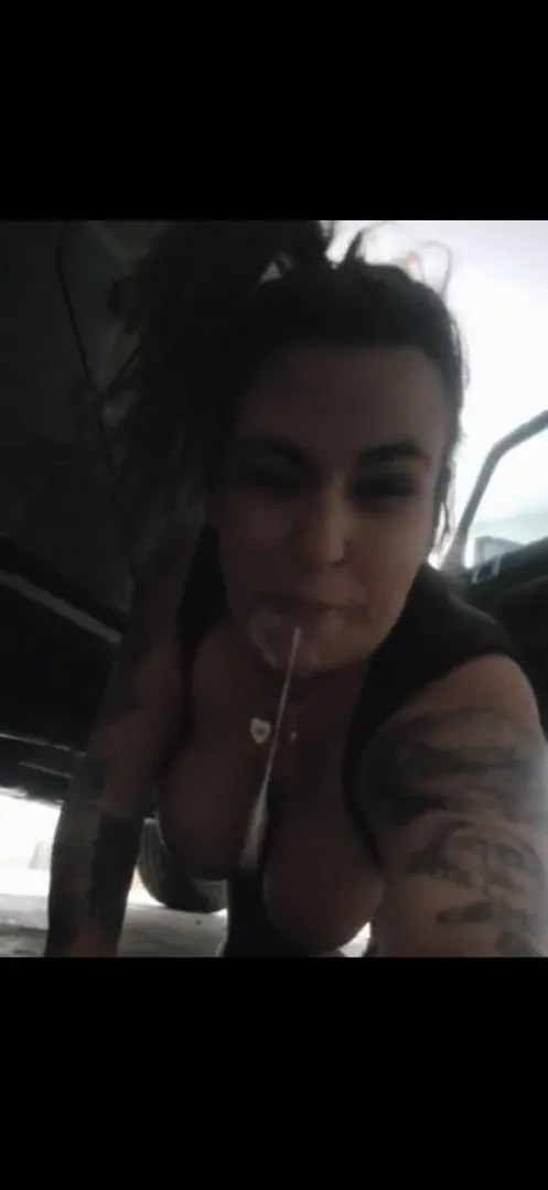 Taking a load in my throat after get tint fucked over the Jeep