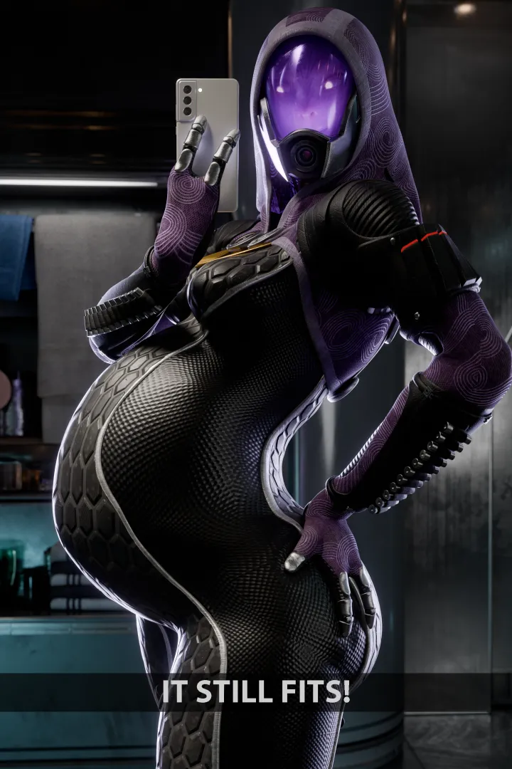 Tali by the end of ME3 if cross-species impregnation was possible (@OffModelStudio)