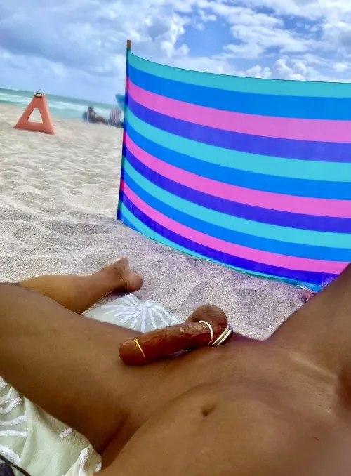 Tanning my beach cock..