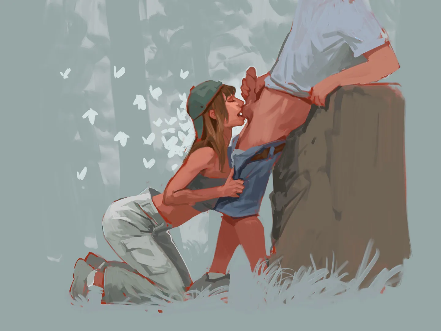 That smell hitting her, nose promises a good time. 