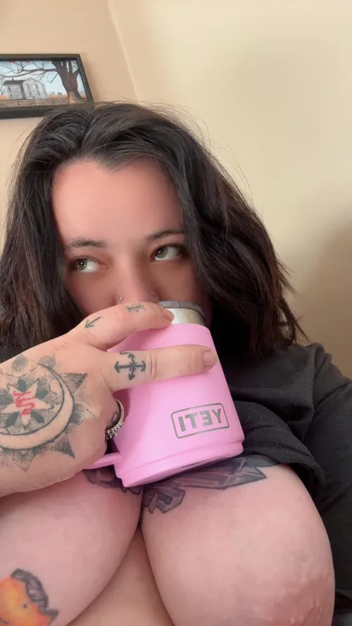 The coffee keeps me warm.