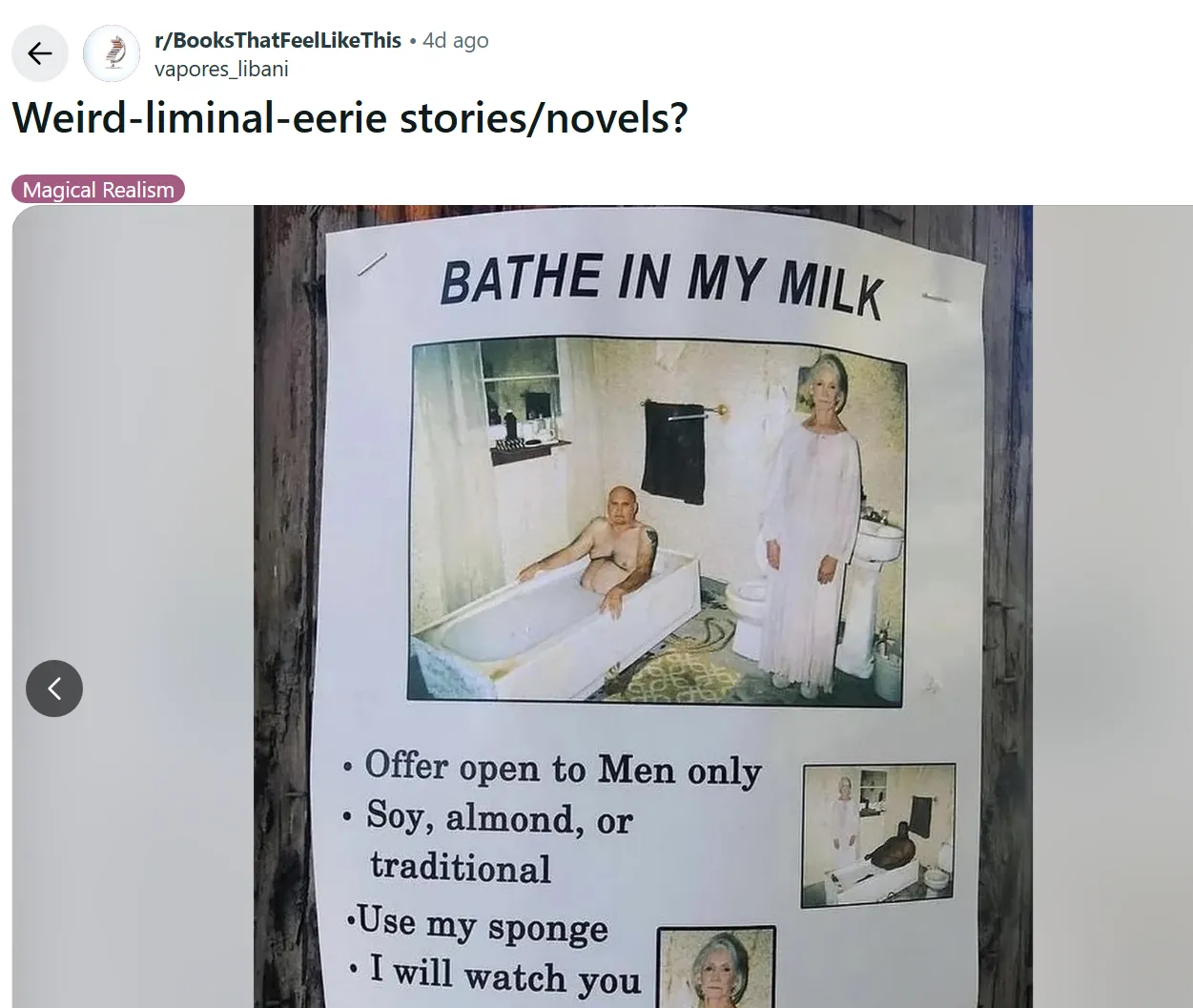 The reader's barely concealed fetish