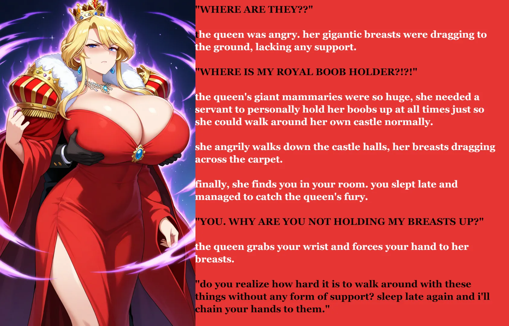The royal boob holder [Comedy] [Large Breasts] [POV] [Royalty] [Groping] [AI Art]