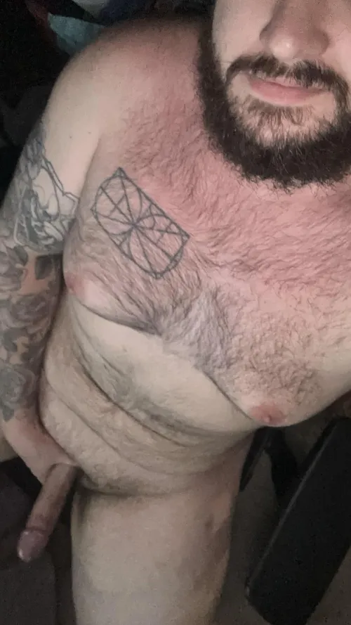 Thick beard and a big cock