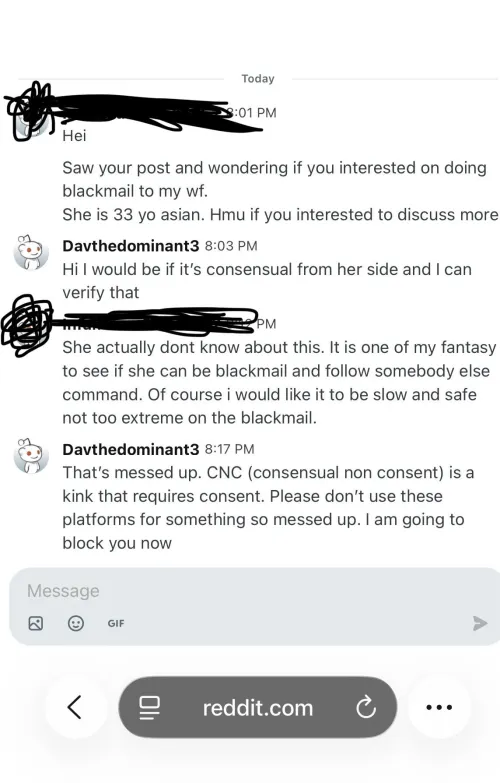 This is not okay. Any man that does not understand Consent part of play please don’t engage on subReddits like these