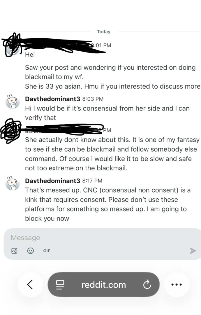 This is not okay. Any man that does not understand Consent part of play please don’t engage on subReddits like these