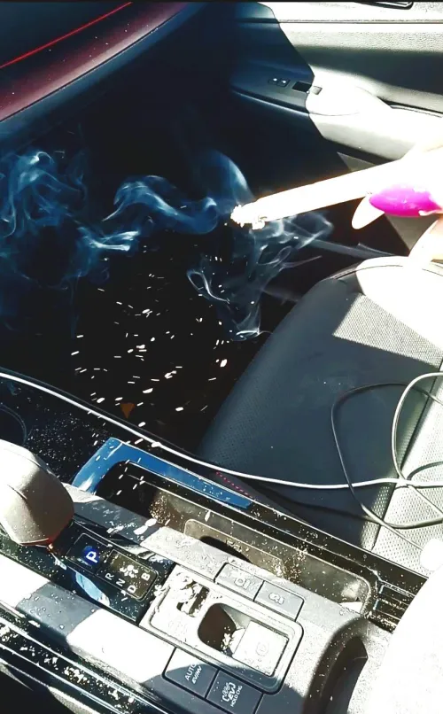 This is what happens when I take my non-smoking boyfriends new car..I do what I want..