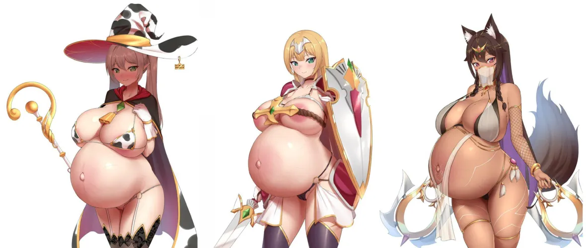 Three preggo fantasy beauties