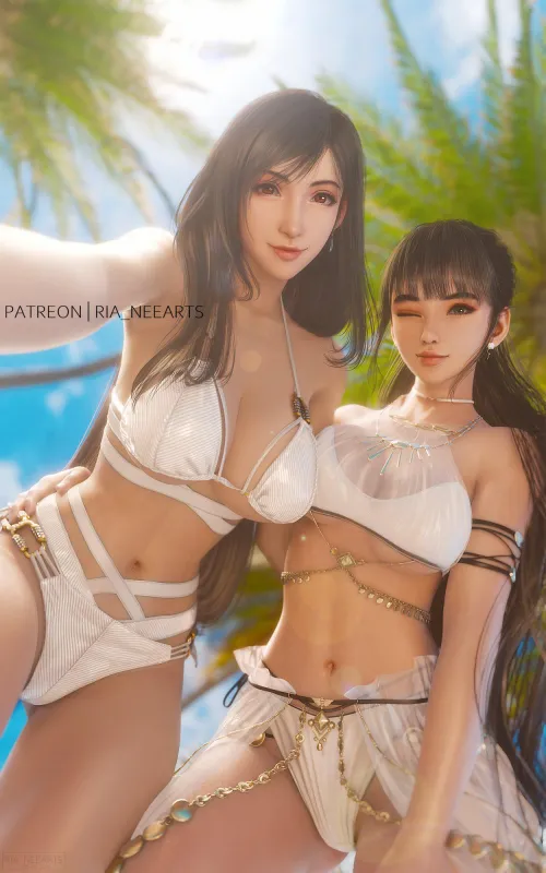 Tifa and Eve bikini swap. (Ria_neearts)
