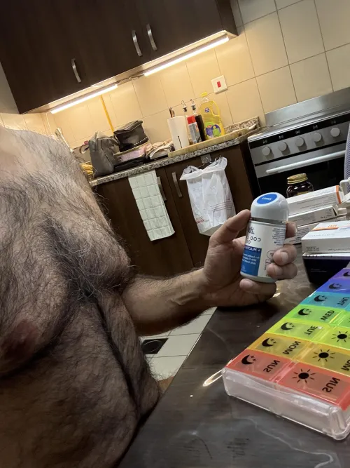 Time to fill up the pill box. Supplements and prescribed.