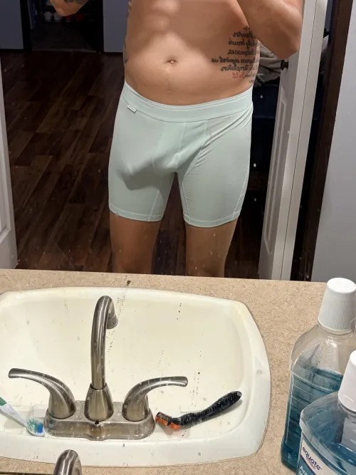 Trying on new undies you see how that went