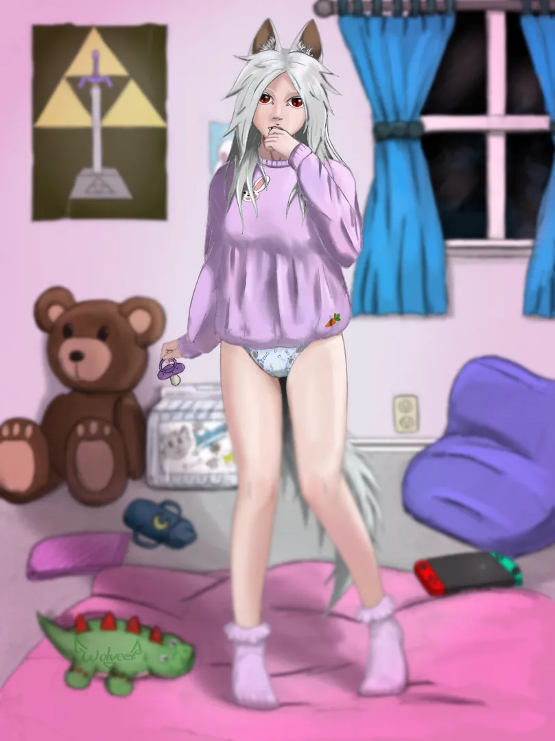 Tsuki the wolf girl (art by me)