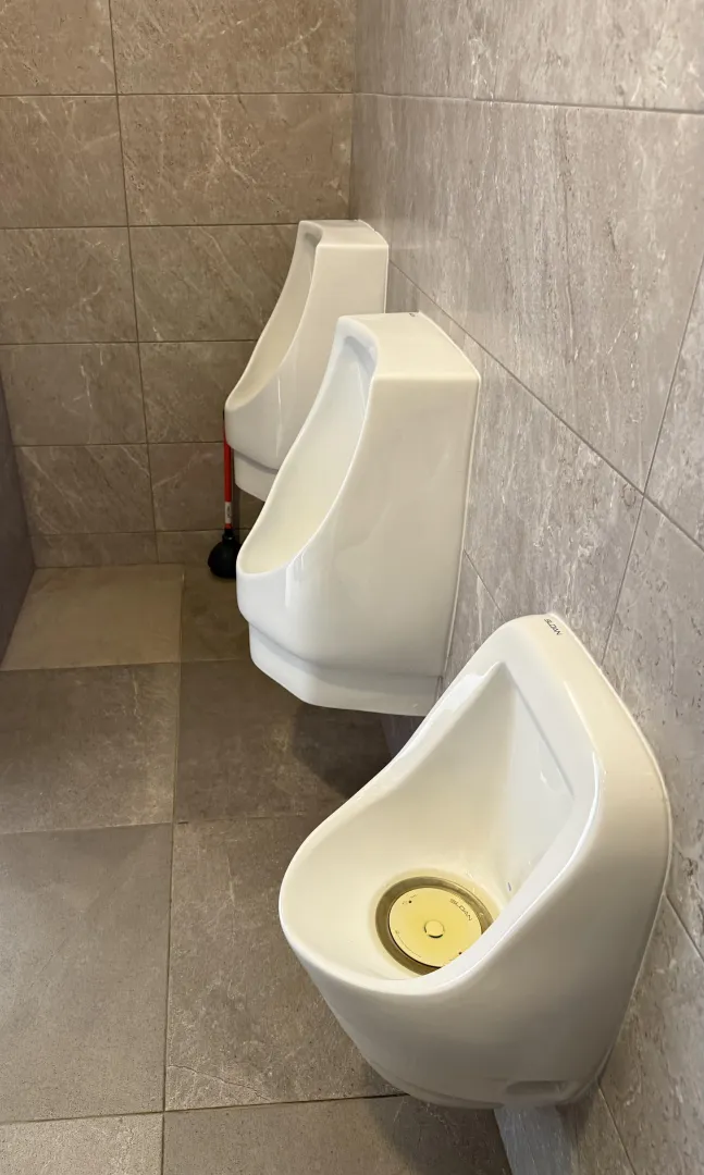 Urinals at my university, next to three large lecture halls.
