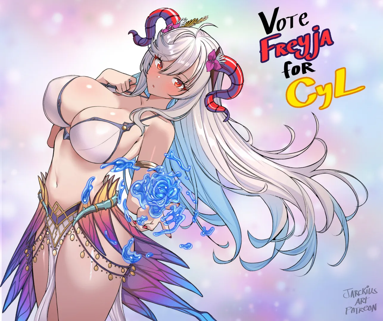 Vote for Freyja CyL10 campaign Day 1: SUMMER FREYJA!!! (commission by @jarckius_art)