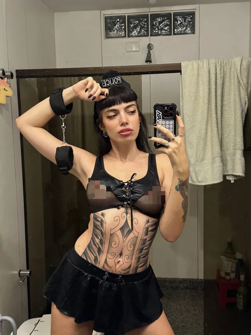 Wanna check what’s inside my leather skirt?