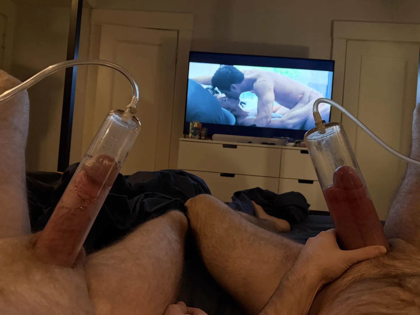 Watching Heated Rivalry really got both of us pretty big by the time the episode finished 