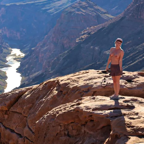 We had the whole overlook to ourselves yesterday at the Grand Canyon and of course we got as naked as we dared. Unfortunately the Ranger was hiking around so getting completely naked made us a little too nervous.