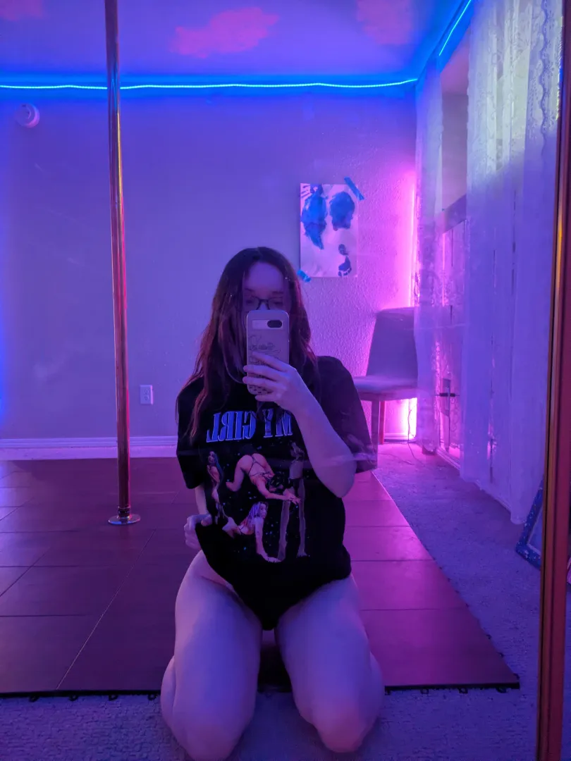 wearing an oversized T-shirt with sexy pics of myself on it 