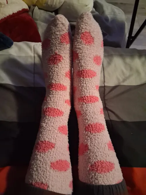 Wearing my aunts pink fuzzy socks