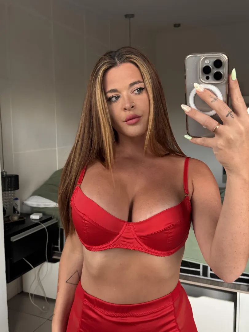 wearing my favorite red satin bra [IRTR]