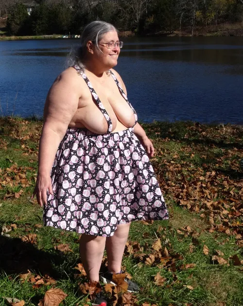 Wearing my new dress in the sun