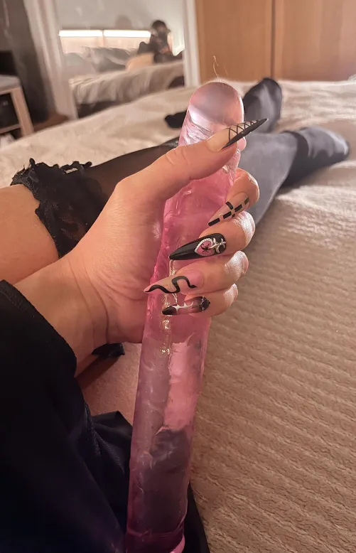 when your dildo, nails and outfit all match!