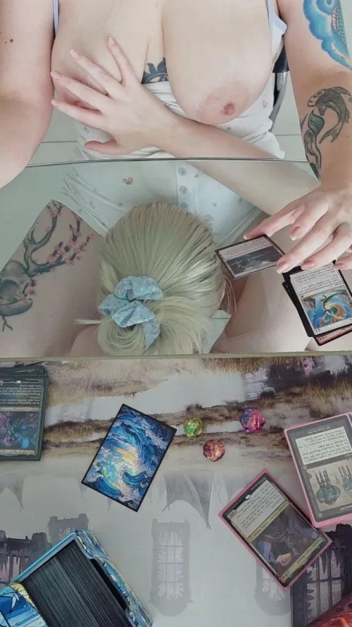 While she slides cards from the pack, I slide the panties to the side ♥️