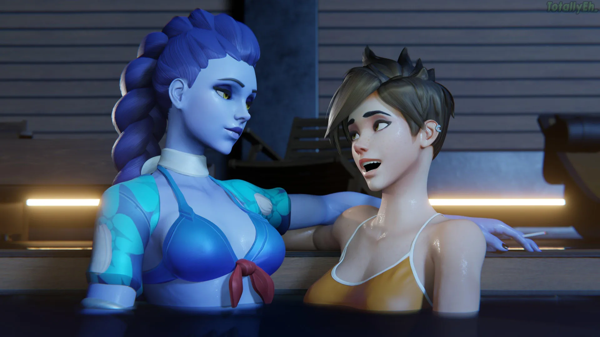 Widowmaker & Tracer in the Pool (Eh art thingies)