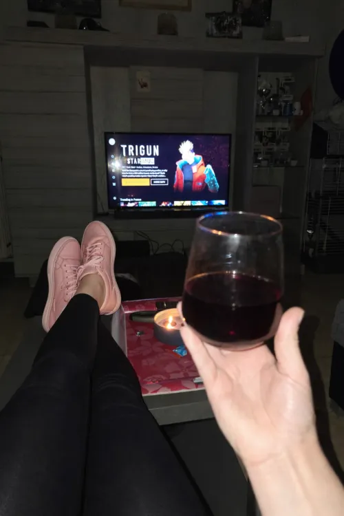 Wine and anime, just what a girl needs. Now I just need the right company.