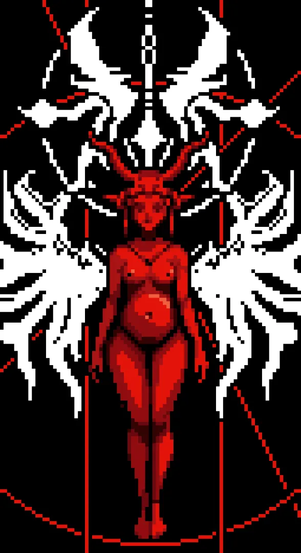 WIP of my pixel art challenge of the day (villian)... the mother of the Antichrist maybe