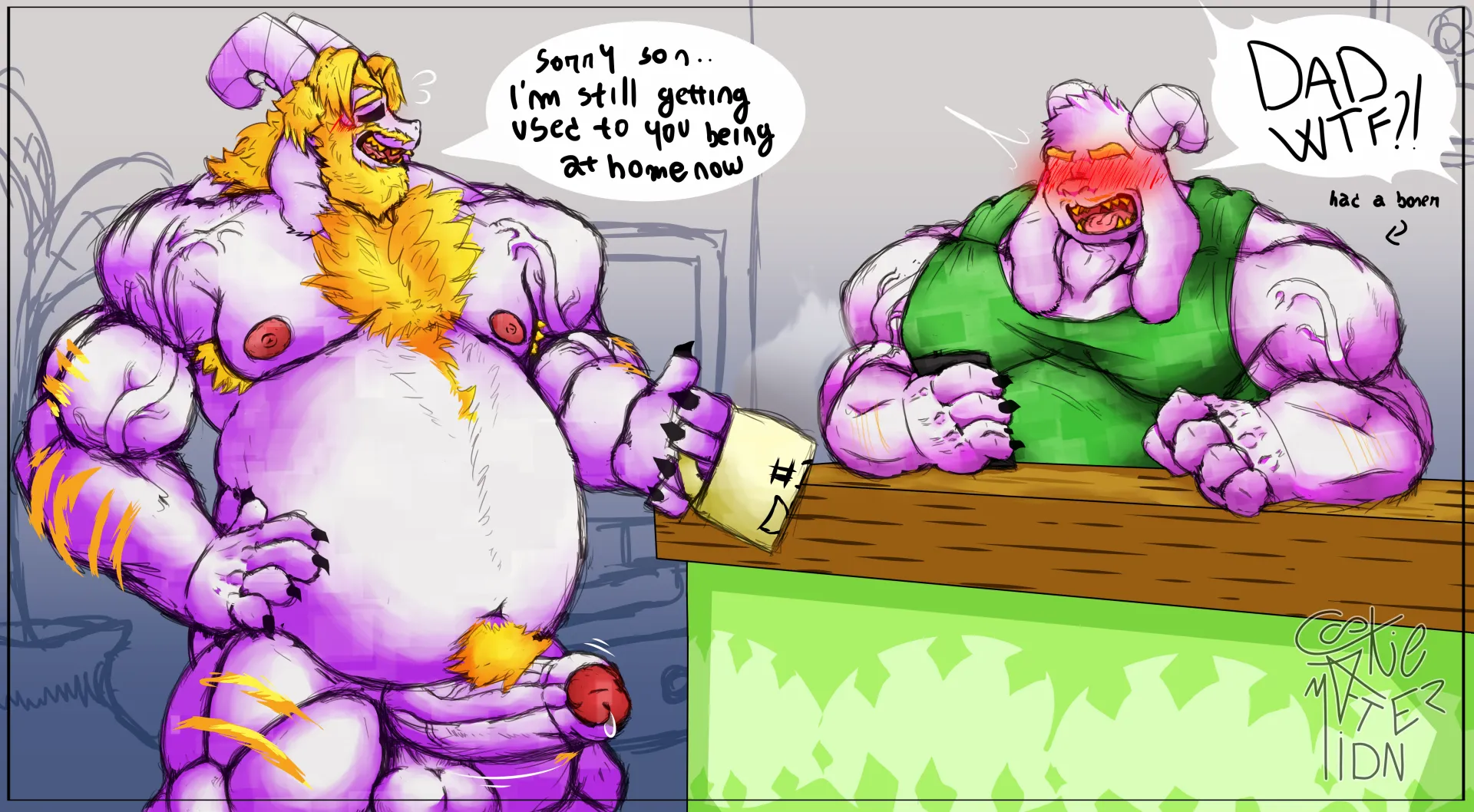 With Asriel now back in, his old Asgore is having a hard time to readapt! ~w~ (cookieaftermidn)