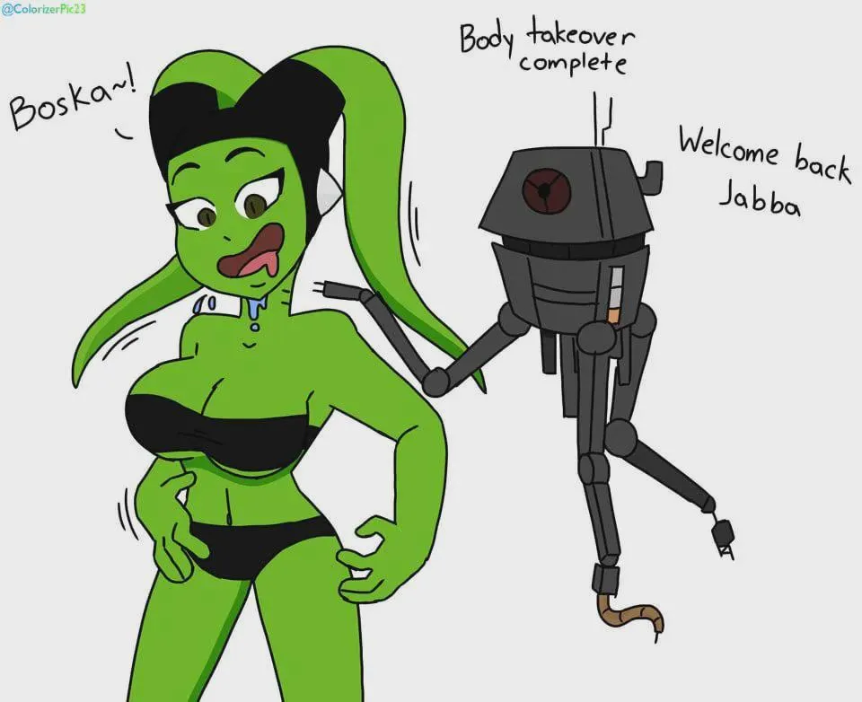 With Jabba's original body near death, one of his special service droids moves in quickly to transfer his mind into a brand new body, though the only body nearby at the moment was one of his many Twi'lek slaves (RP)