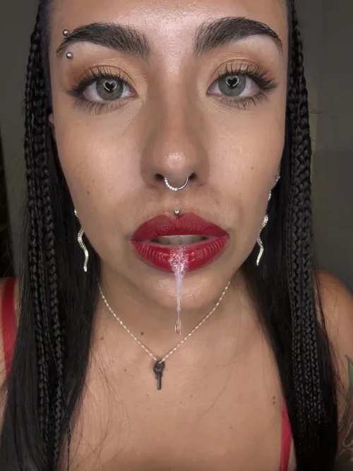 Would you rather clean it from my mouth or my breasts?