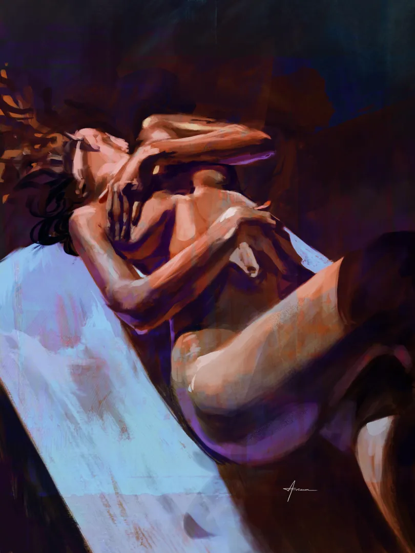 Wrapping hands, digital painting