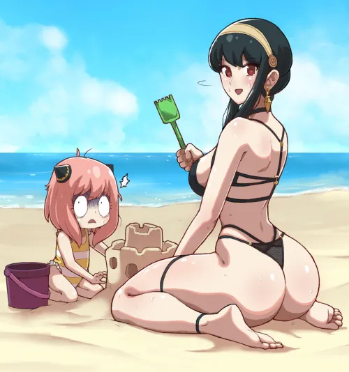 Yor & Anya building a sand castle [Spy X Family]
