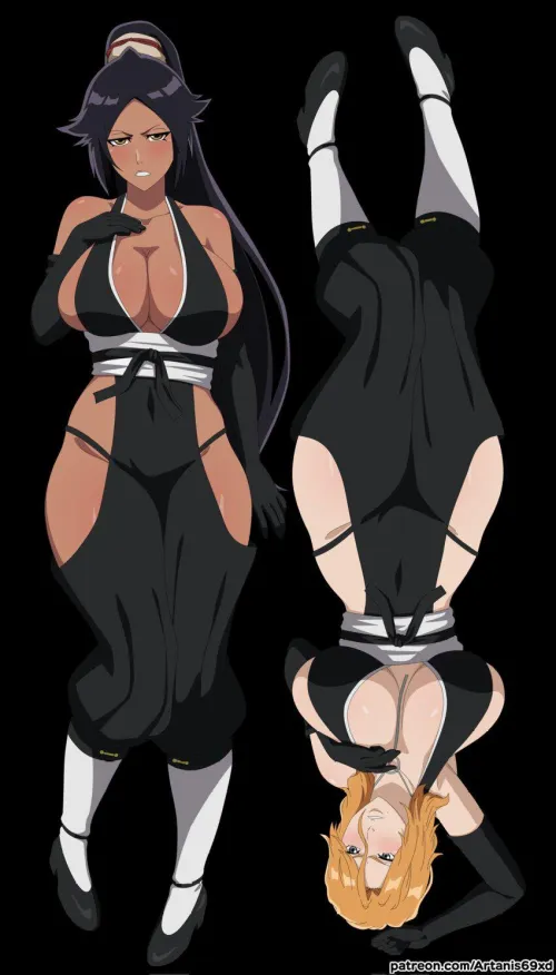 Yoruichi and Rangiku Made Some Alterations To Their Uniforms (by artanis69)