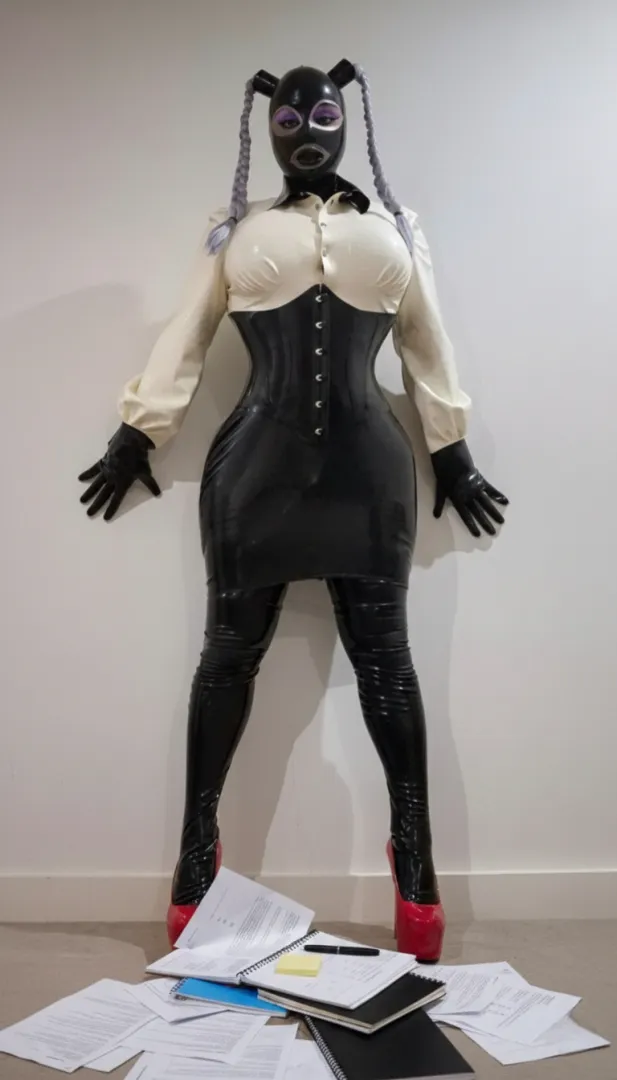 Your rubber sissy secretary accidentally dropped all this important paperwork on the floor... what do you do?